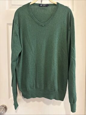 J. Crew Green Cotton and Cashmere V-Neck Sweater 🔥🔥🔥